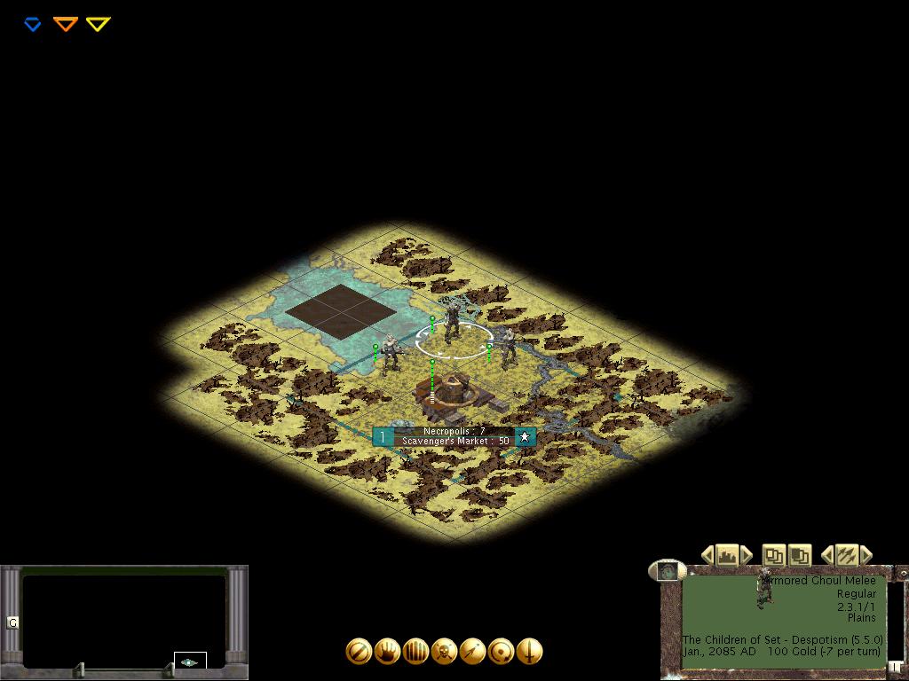 Here are some Ghoul units in game. They are the Ghoul Melee Unit, the Ghoul MG Unit, and the Armored Ghoul Melee Unit. Also notice the 'ville, and compare it to the other cities, as we have finally gotten the new city gfx and implemented them.